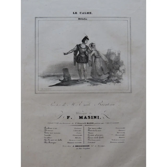 MASINI F. Le Calme Chant Piano ca1840