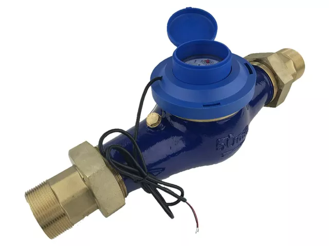 DAE MJn-200 2" Water Meter, Pulse Output + Couplings, Gallons