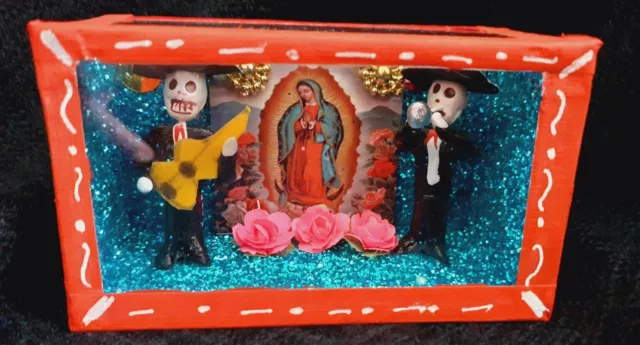 Mexican Folk Art Mini Day of the Dead Diorama / Mariachi