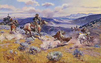 Loops and Swift Horses Charles M. Russell Cowboys Wüste Prärie Jagd B A3 00008