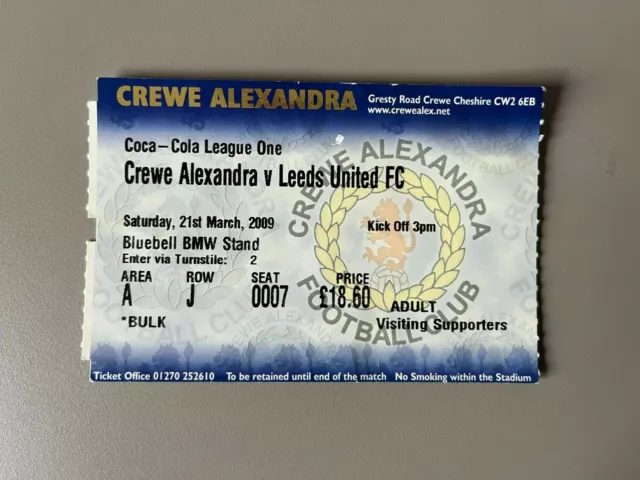 X - Ticket - 2008-09 Crewe Alexandra vs Leeds United