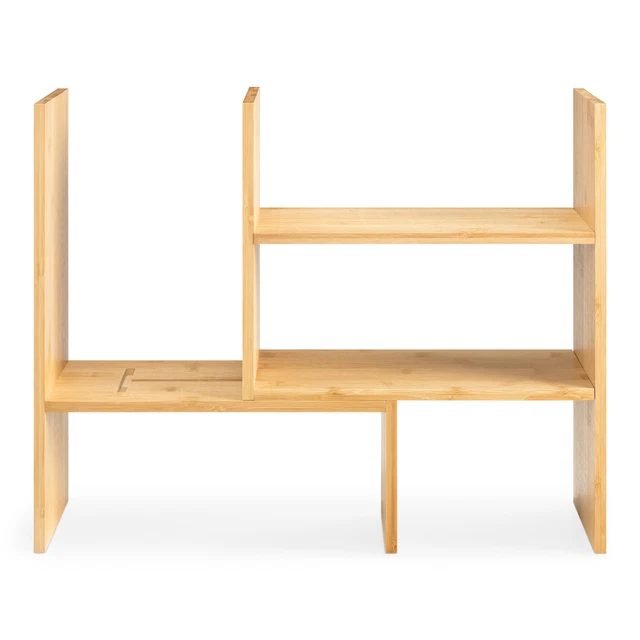 Bambus Schreibtisch Organizer 51x15,5x40 Ordnungssystem verstellbar Eckregal