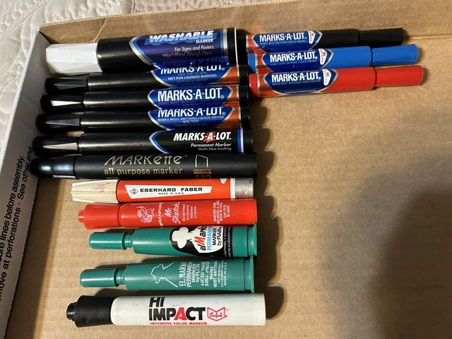 Lot Of 14 Markers- 8 Marks-A-Lot Markers-2 EL MARKO-1 MR SKETCH-3 EBERHARD FABER