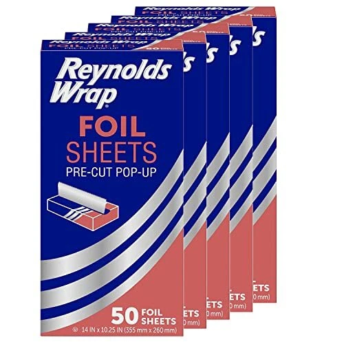 Reynolds Wrap Pre-Cut Pop-Up Aluminum Foil Sheets 14 x 10.25 Inches 50 Sheets...