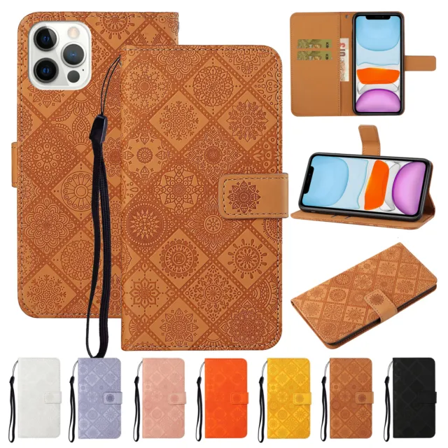 For iPhone 13 12 11 14 15 Pro Max 7+ 8 Case Magnetic Leather Wallet Stand Cover