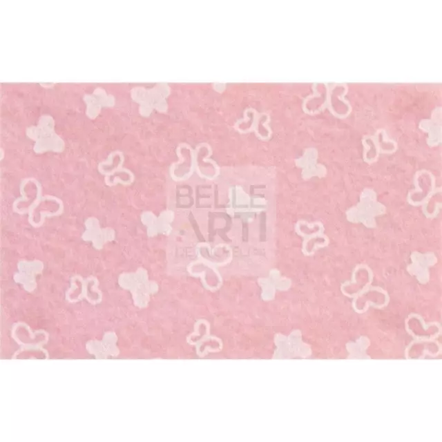 Panno Lenci 1 Mm 30X40 Cm Rosa Pastello/ Bianco Farfalle
