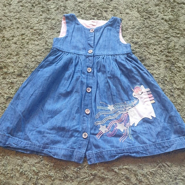 Abito Next unicorno denim pinafore età 3-4 anni