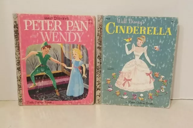 Vintage Little Golden Book Walt Disneys Cinderella 1976 & Peter Pan & Wendy 1981