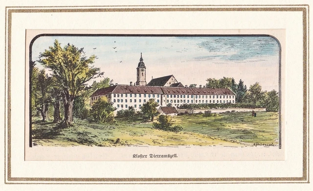 Dietramszell  LK Bad Tölz-Wolfratshausen Oberbayern Holzstich woodcut 1880