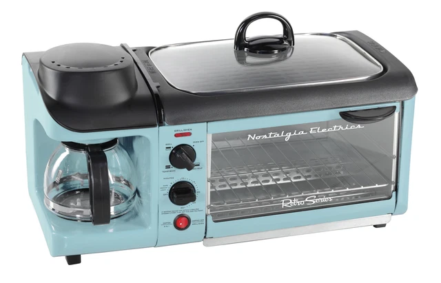 Nostalgia Retro 3-in-1 Family Size Electric Breakfast Station,Toaster Oven