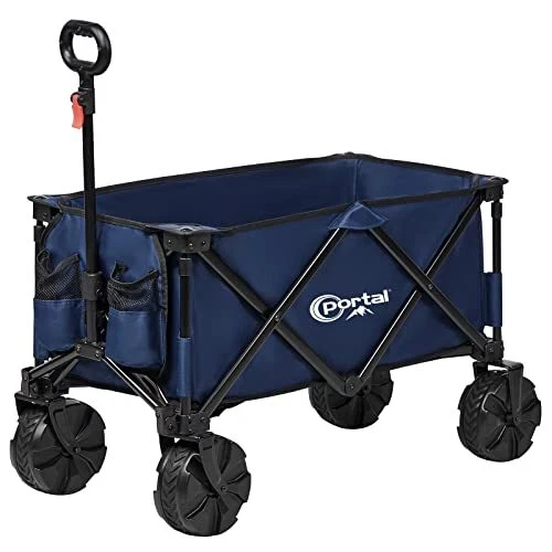 Collapsible Folding Utility Wagon, Foldable Wagon Carts Heavy Duty, Large