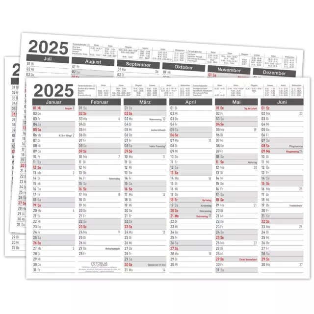 Kalender 2025 DIN A4 Wandkalender Anthrazit Jahresplaner 350g/m² Tafelkalender