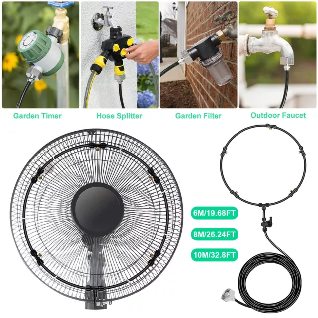 Misting Fan Kit Cool Patio Water Mister Spray Kit For Cooling Outdoor Garden AU