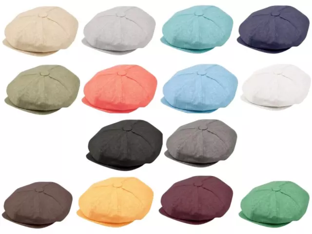 100 % Linen Newsboy Ivy Cabbies Golf Summer Sun Fitted hat cap - 14 + colors