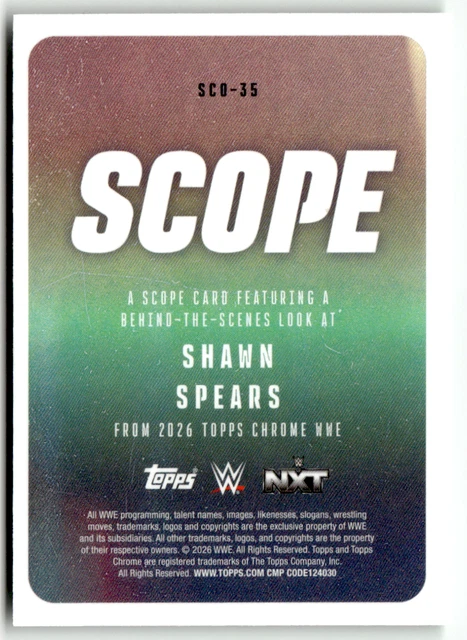 Ic Scope TOPPS CHROME WWE Wrestling 2026 Shawn Spears Scope Green SCO-35 27/99 ...
