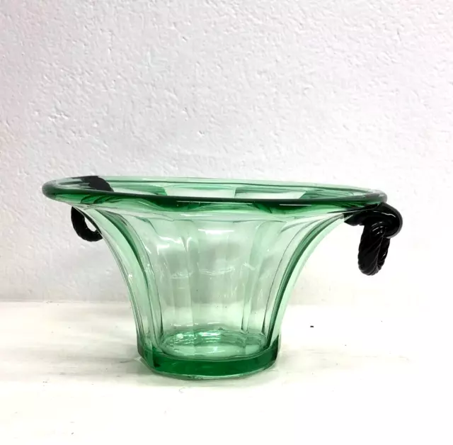 Vaso Fruttiera Coppa Centrotavola Vetro Murano Vintage Bowl Green Glass Rings
