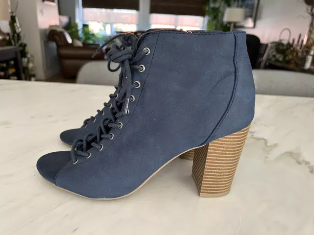 Report Blue Faux Suede Leather Lace Up Booties - Pre-Owned