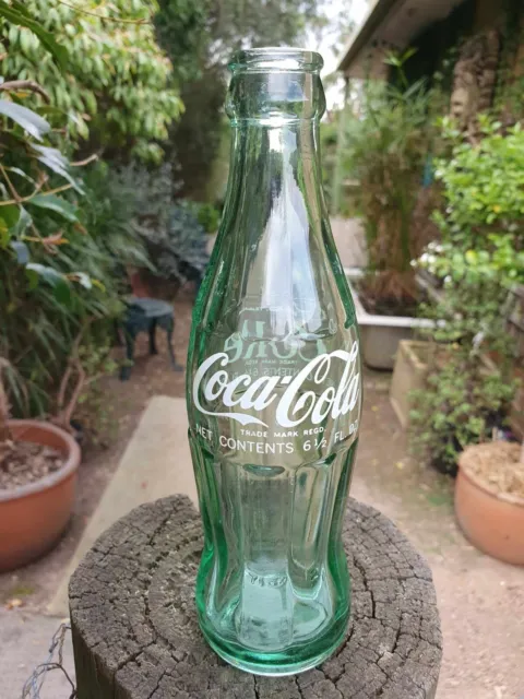 Vintage Coca Cola Coke ceramic print pyro 6 1/2 fl oz drink bottle