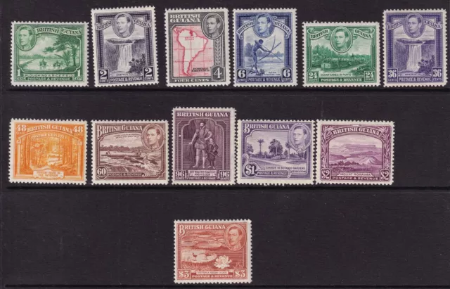 British Guiana Stamps 1938-52 KGVI  SG 308-319  Set - Mounted Mint