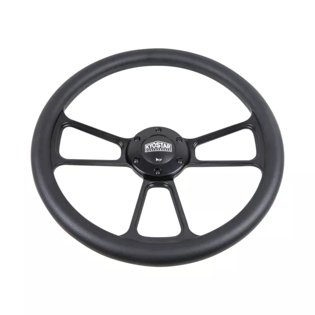 14inch 350mm Billet Microfiber Leather Steering Wheel Universal Black KYOSTAR 2