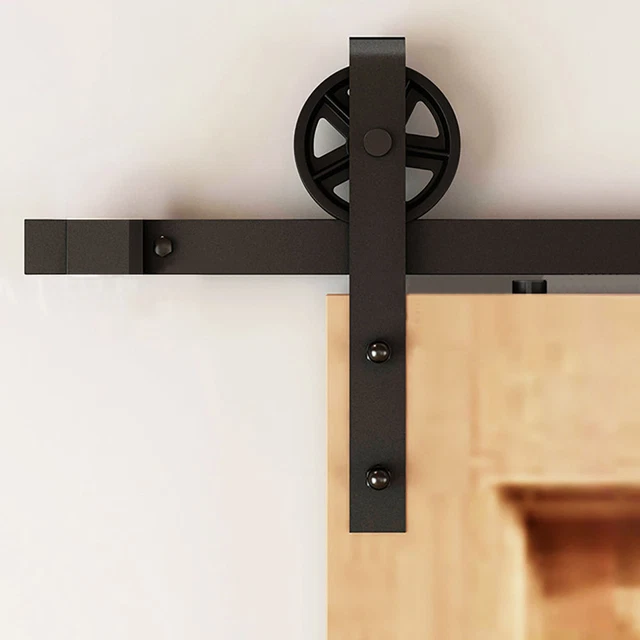 4~10FT Big Strap Spoke Wheel Sliding Wood Barn Single Door Hardware Closet Kit