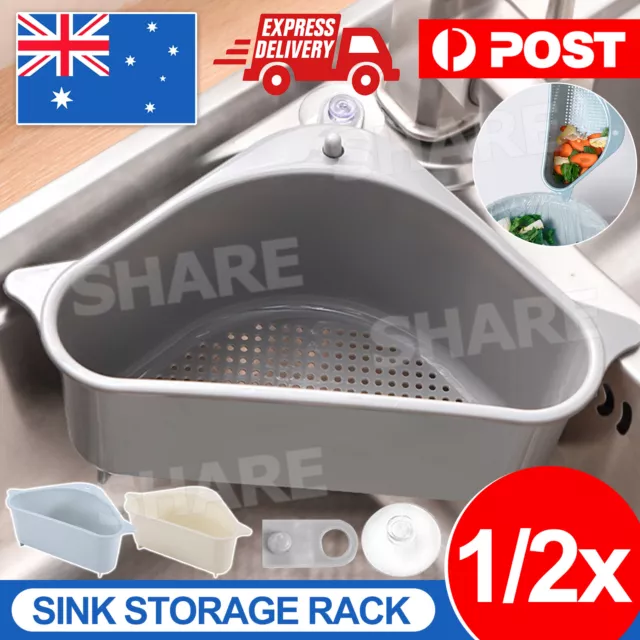 Triangle Sink Kitchen Storage Drain Basket Rack Shelf Holder Strainer Organizer