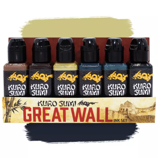 Kuro Sumi The Great Wall Tattoo Ink Set 1.5oz Professional Tattooing Inks Kit