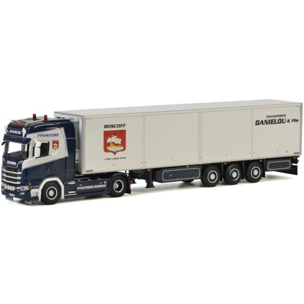 WSI SCANIA R 6X2 Palfinger Camion À Lit Plat Étiquette Essieu Échelle 1