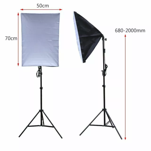 2x 135W Continuous Lighting Softbox Photography Studio Soft Box Light Stand Kit 3