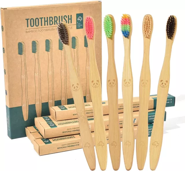 Eco Charcoal Bamboo Toothbrush 12pcs | Soft Medium Charcoal Bristles | Eco Toot