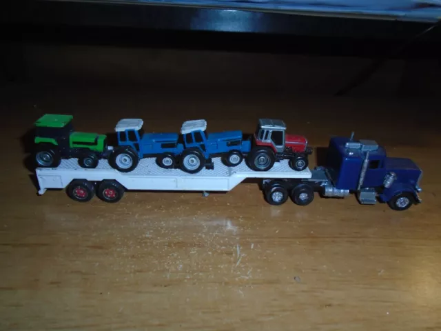 Ho 1/87 Scale Semi Truck And Trailer With 4 Tractor Load