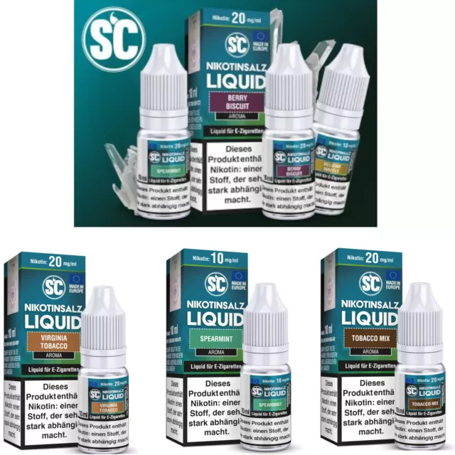 5x 10ml SC Liquid Nikotinssalz Tabak Frucht alle Sorten - 50ml E-Liquid Aroma