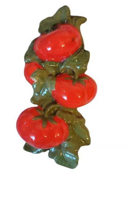 Vintage Chalkware Tomatos Vegetables Wall Hanging Kitchen Decor Plaque A16 2
