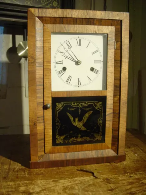 Antique Rare Seth Thomas Plymouth 1874 Miniature 30Hr Rosewood O.g. Shelf Clock