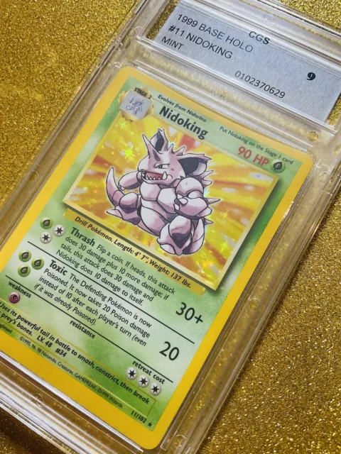 1999 Pokemon Nidoking Holo Foil Rare 11/102 Rare Cgs 9 C Store Name More Sharp