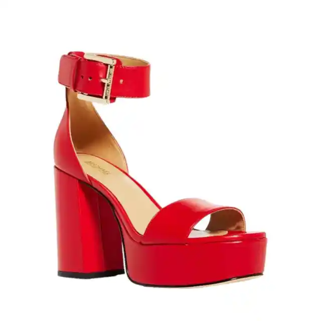 Michael Kors Tara Red Platform High Block Heel Sandals Size 7.5 NWT $185 MSRP