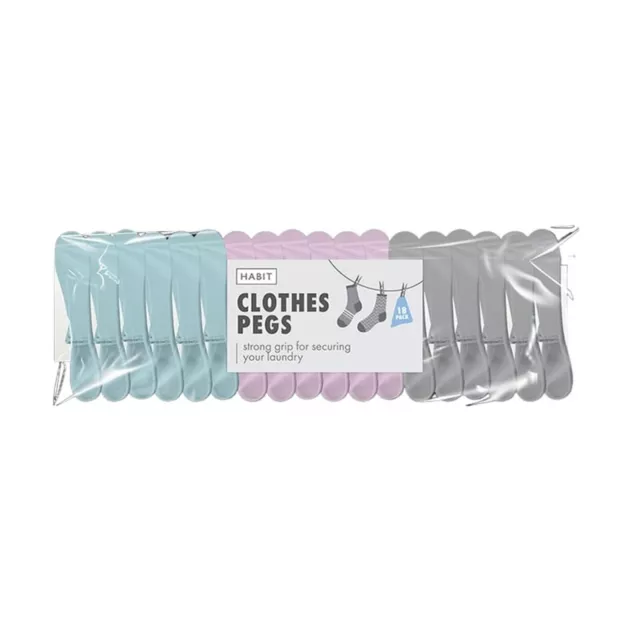 18 Pack Strong Grip Clothes Pegs Laundry Dryer Washing Line Plastic Peg Holder