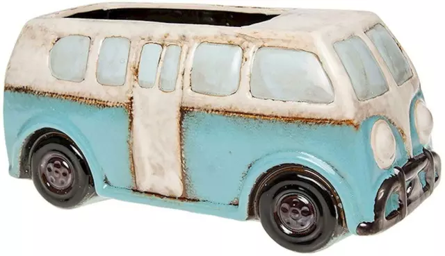 Village Pottery Vintage Bleu Camping-Car Fleur Jardinière