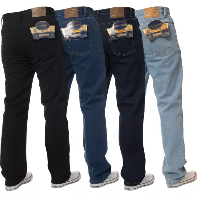 Bnwt Mens Blue Circle Classic Fit Straight Leg Jeans Basic Work Pants Size 28-60