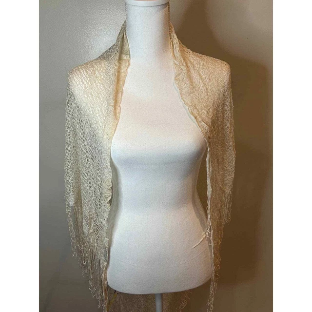 Vintage Specialty House Fashion Wrap Fine Lace Fringe One Size Made in Japan