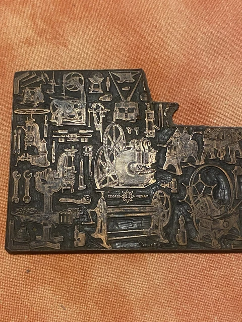 Rare Ancienne Plaque Imprimerie outil impression carte de la ville de Toul