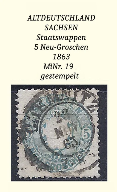 Altdeutschland Sachsen MiNr.  19, gest.  K2 Chemnitz