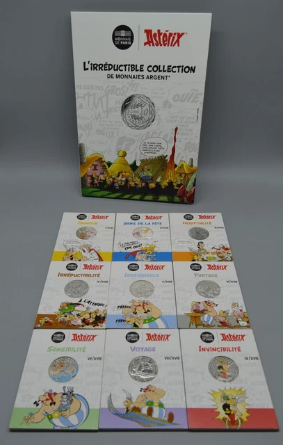 FRANCE 2022 : ASTERIX. Collection complète 18 x 10 euros argent + livre ...