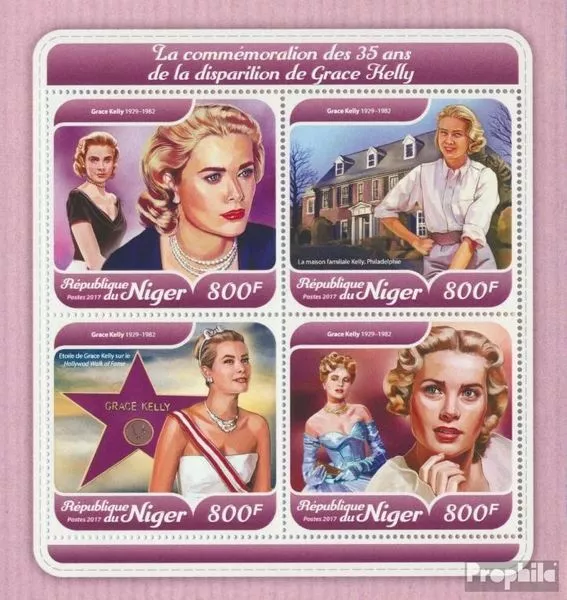 Niger 5463-5466 Sheetlet (complete. issue.) MNH 2017 Grace Kelly