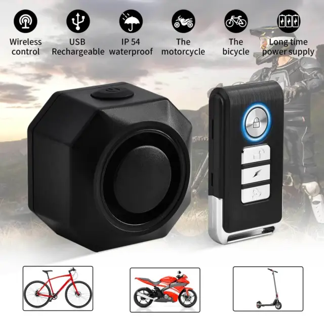 USB Rechargeable Anti-Theft Vibration Motorcycle Bicycle Bike Alarm With Remote