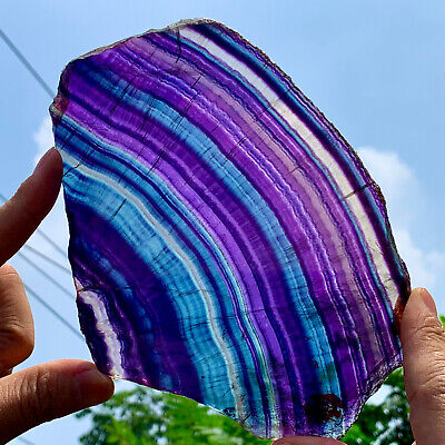 299G   Natural beautiful Rainbow Fluorite Crystal Rough stone specimens cure