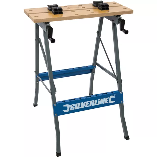 Silverline Foldable Workbench Portable Wood Bench Work Folding Worktop Table