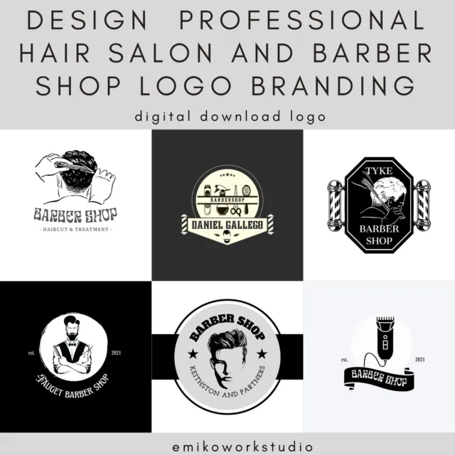 LOGO DESIGN SERVICE  professional hair salon and barber shop branding design