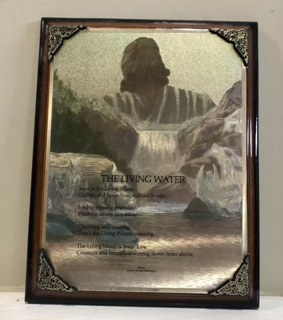 Vintage The Living Water Wood Plaque By Danise N Hahlbohm Jesus Christian