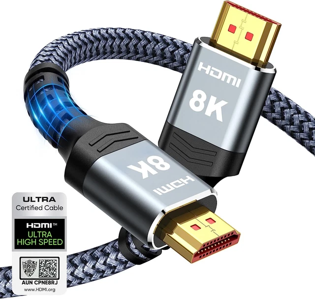 Highwings 8K 10K HDMI 2.1 Cable 48Gbps 6.6FT/2M, Certified High Speed HDMI
